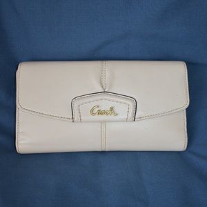 Coach Leather Trifold Checkbook Wallet